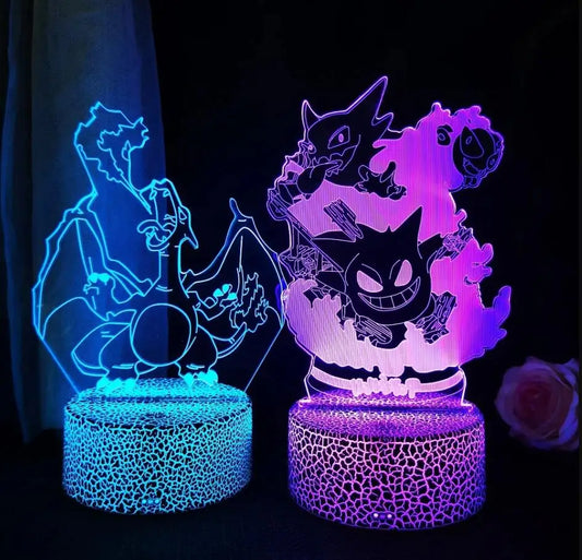 Lámpara 3D de Pokémon Gengar Haunter Gastly, luz de noche LED de Anime, Luminaria que cambia de Color USB, lámparas de mesa para dormir, regalo para niños