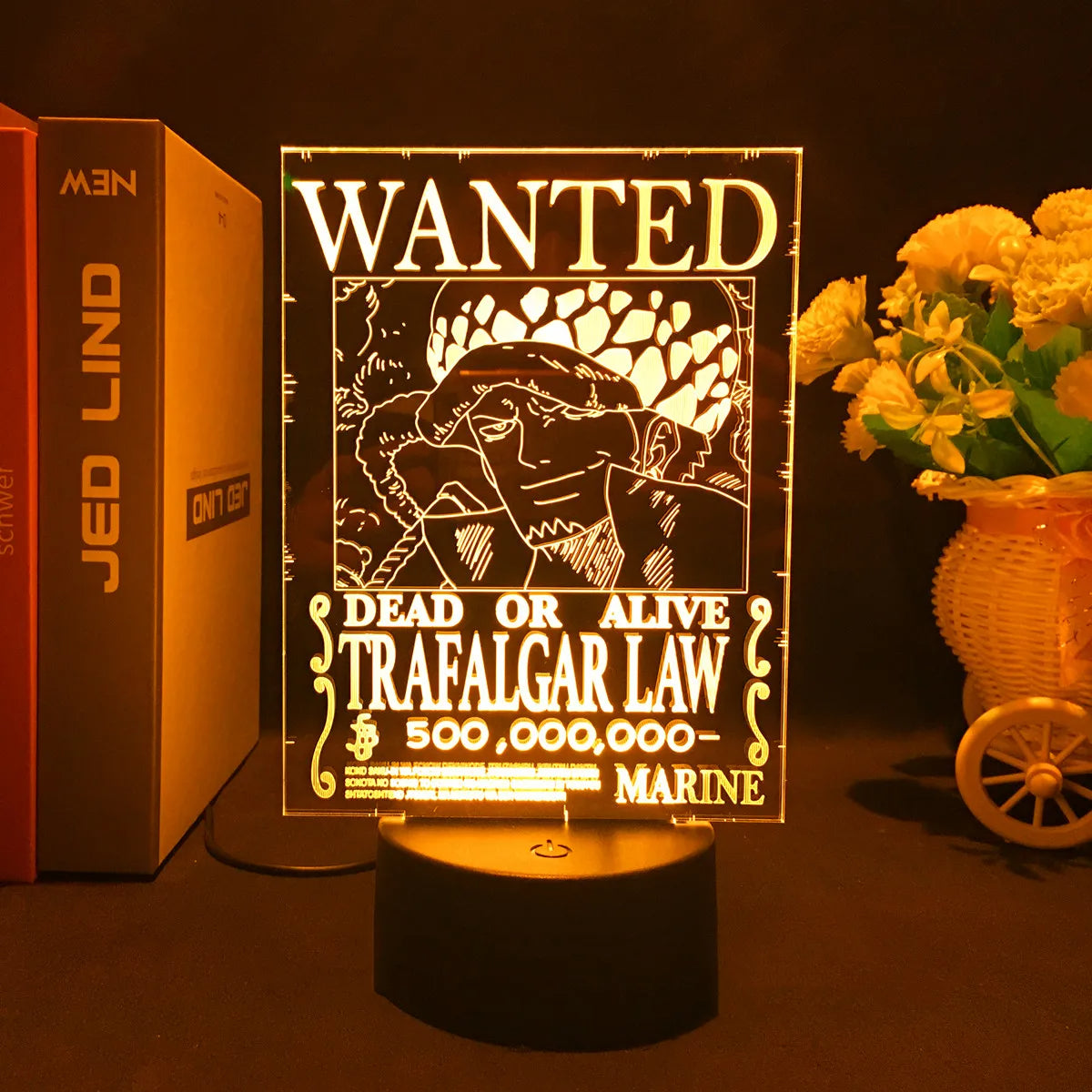 "Lámpara LED de D. Ace 🔥 ¡Con el cartel Wanted más épico de One Piece! 🏴‍☠️✨"